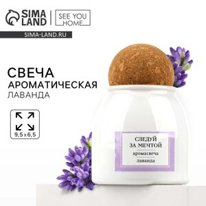 Свеча ароматическая в стекле «Следуй за мечтой»лаванда, 9 х 6,5 см.