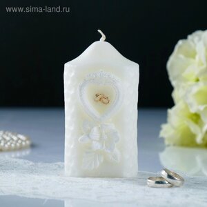 Свеча-цилиндр свадебная "Камея", белая, 611 см