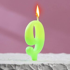 Свеча для торта цифра "Люминесцентная", 5,5 см, цифра "9"