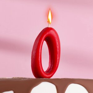Свеча для торта цифра "Овал"0", красная, 5,5 см