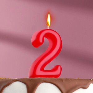 Свеча для торта цифра "Овал"2", красная, 5,5 см