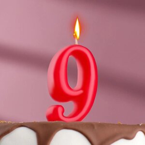 Свеча для торта цифра "Овал"9", красная, 5,5 см