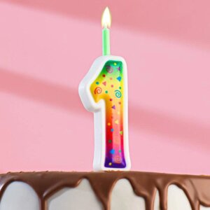 Свеча для торта "Цветное пламя", 10 см, цифра "1"