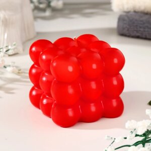 Свеча фигурная "Бабл куб", 6 см, красная