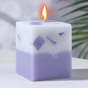 Свеча- куб с мозаикой "Лаванда" ароматическая, 56 см