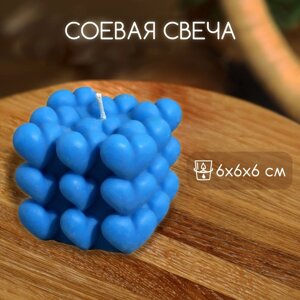 Свеча "Куб сердечки" 6х6х6 см, соевый воск