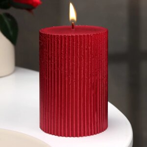 Свеча "Рельеф", 710см, красный металли