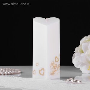 Свеча свадебная "Сердце", 6,8х15 см, белая, домашний очаг