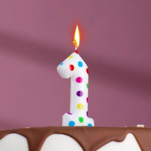 Свеча в торт на день рождения «Цветное конфетти», цифра "1", 5.5 см