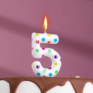 Свеча в торт на день рождения «Цветное конфетти», цифра "5", 5.5 см