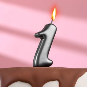 Свеча в торт "Овал" , цифра 1 , графит, 5,5 см