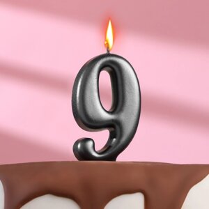 Свеча в торт "Овал" , цифра 9 , графит, 5,5 см