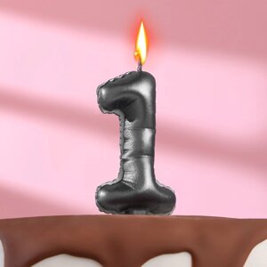 Свеча в торт "Шары" , цифра 1 , графит, 6,3 см
