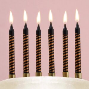 Свечи для торта «Happy birthday», чёрные, 6 шт.