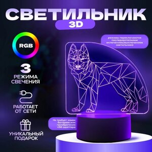 Светильник 3D ночник RISALUX «Волк», LED RGB, от сети, 9.514.517 см
