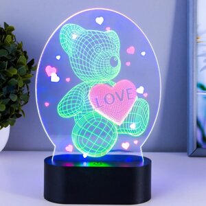 Светильник сенсорный "Мишка с сердцем" LED USB (90см) от батареек 3xАА черный 13,5х5,5х21 см RISALUX