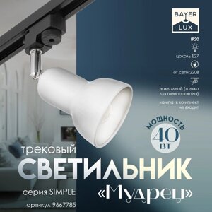 Светильник трековый "Мудрец" Е27 40Вт белый 9х9х19,5см