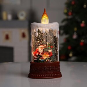 Светодиодная фигура «Свеча с Дедом Морозом» 12.3 24 8 см, пластик, батарейки ААх3 (не в комплекте), USB, свечение тёплое белое