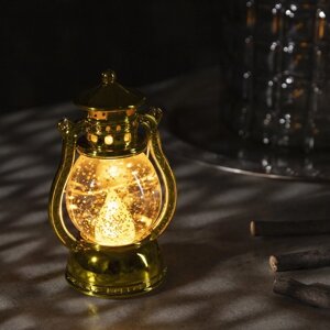 Светодиодная фигура «Золотистый фонарь» 8 12 6 см, пластик, батарейки AG13х3, свечение тёплое белое