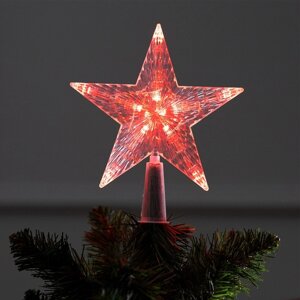 Светодиодная верхушка на ёлку «Звезда красная», 16 см, 10 LED, 220 В, свечение красное