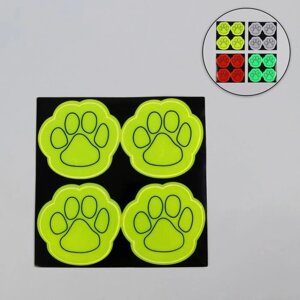 Светоотражающие наклейки «Лапка», 6 6,5 см, 4 шт на листе, цвет МИКС