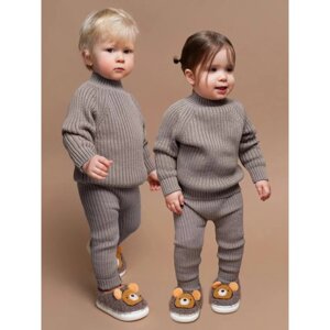 Свитер детский вязаный Amarobaby Warm, рост 74 см, цвет коричневый