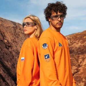 Свитшот роскосмос х onlytop, р. S, оранжевый