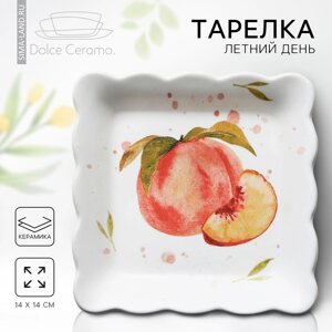 Тарелка глубокая керамическая Dolce Ceramo. Летний день», 14 х 14 см, цвет белый