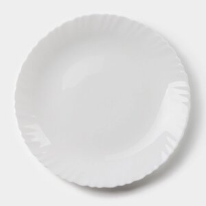 Тарелка обеденная «Дива», d=23 см, стеклокерамика, цвет белый