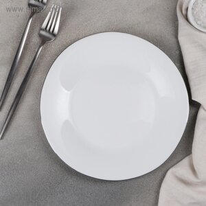 Тарелка обеденная «Сильвер», d=23 см, стеклокерамика, цвет ободка серебряный