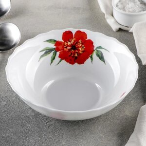 Тарелка суповая «Бархатная роза», 600 мл, 17,55,5 см, стеклокерамика, цвет белый
