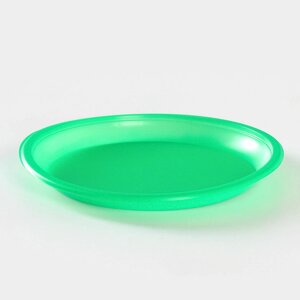 Тарелки пластиковые одноразовые, d= 21 см, цвет зелёный, 12 шт/уп