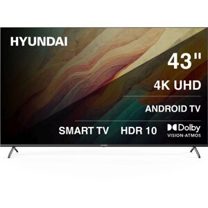 Телевизор hyundai H-LED43BU7009, 43",3840x2160, DVB-C/T2/S2, 3xhdmi, 2xusb, smarttv, черный