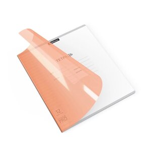 Тетрадь 12 листов, линейка А5+на скобе, ErichKrause, Классика CoverPrо Neon, пластиковая обложка оранжевый,