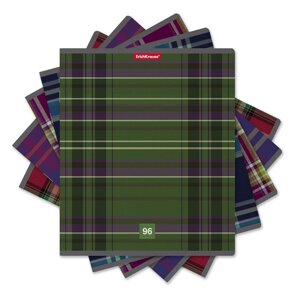 Тетрадь 96 листов в клетку ErichKrause "Scottish Cage", обложка мелованный картон, блок офсет, белизна 100%5 видов МИКС