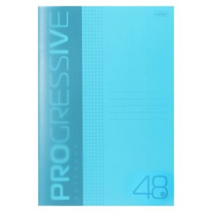 Тетрадь A4, 48 листов, в клетку, PROGRESSIVE, пластиковая обложка, блок 65 г/м2, бирюзовая