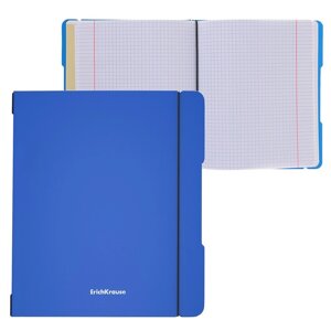 Тетрадь А5+48 листов в клетку ErichKrause "FolderBook", съёмная пластиковая обложка, на резинках, блок офсет, белизна 100%синяя