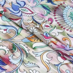 Ткань плательная софт набивная, стрейч, ширина 150 см, цвет мультицвет