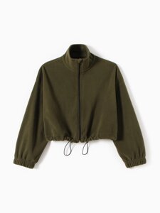 Толстовка флисовая для девочки MINAKU: Fleece Soft, цвет хаки, рост 164 см