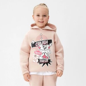 Толстовка (худи) для девочки MINAKU: CRUSH, розовая, рост 110 см