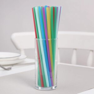 Трубочки одноразовые для напитков Доляна Fresh, 21 см, d=7 мм, 250 шт, цвет микс