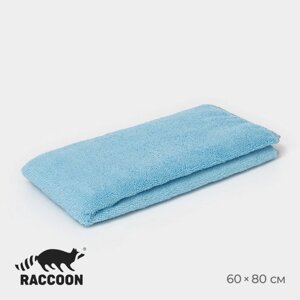 Тряпка для пола Raccoon, 250 г/м²6080 см, микрофибра, с оверлоком, 1 шт, голубая