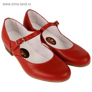 Туфли народные женские, длина по стельке 21,5 см, цвет красный