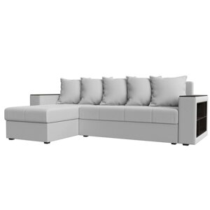 Угловой диван «Дубай лайт», еврокнижка, угол левый, экокожа, цвет белый