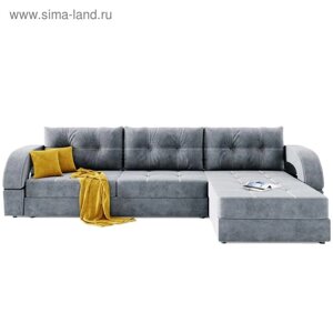 Угловой диван «Элита 3», угол правый, пантограф, велюр, цвет селфи 15, подушки селфи 08