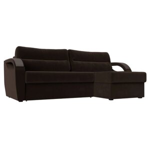 Угловой диван «Форсайт», правый угол, механизм еврокнижка, микровельвет, цвет коричневый