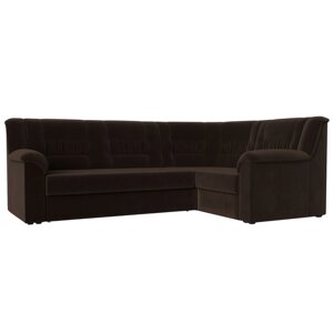Угловой диван «Карелия», правый угол, механизм дельфин, микровельвет, цвет коричневый