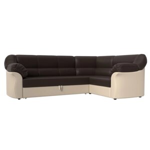 Угловой диван «Карнелла», механизм дельфин, экокожа, цвет коричневый / бежевый