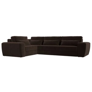 Угловой диван «Лига 008 Long», еврокнижка, левый угол, микровельвет, цвет коричневый