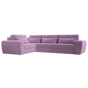 Угловой диван «Лига 008 Long», еврокнижка, левый угол, микровельвет, цвет сиреневый